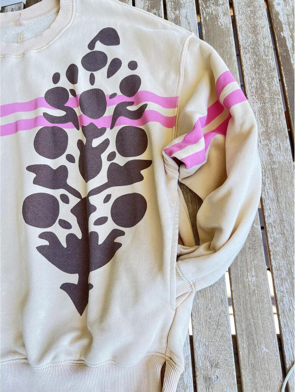 Free People All Star Buti Logo Pullover sweatshirt Pink, brown and Vanilla color - Picture 3 of 9